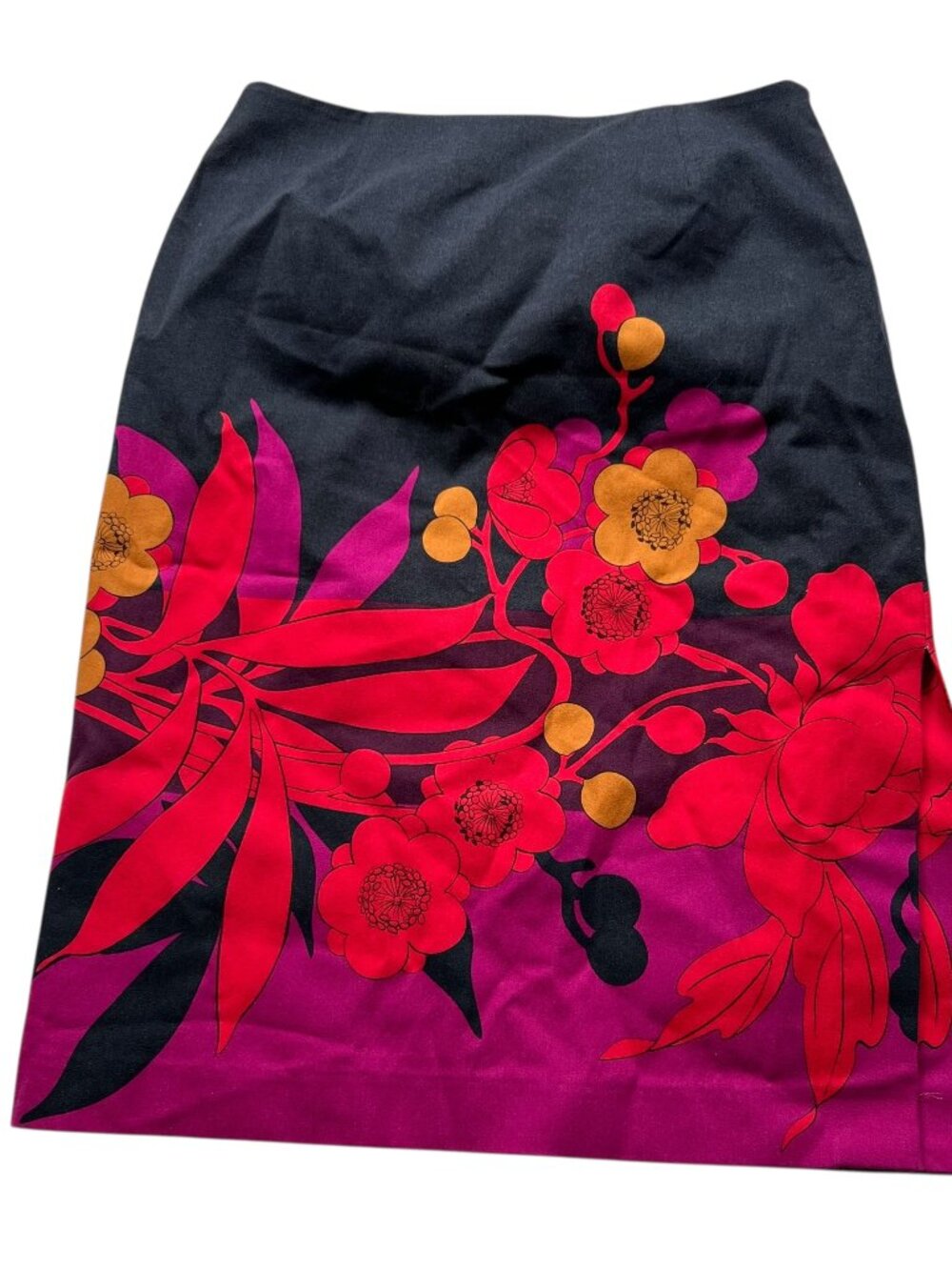 Trina Turk skirt floral print US womens size 2 navy blue black floral retro
